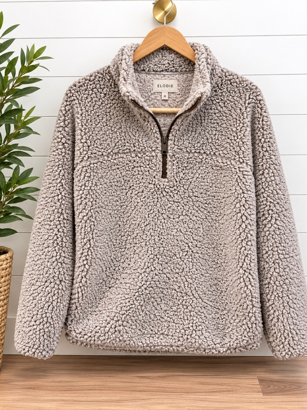 Super Cozy 🤍 Elodie Teddy Sherpa Quarter-Zip Pullover – Size Medium